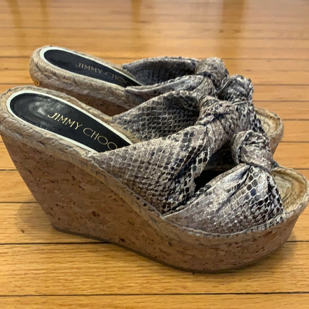 Jimmy Choo snake platform wedge sandals